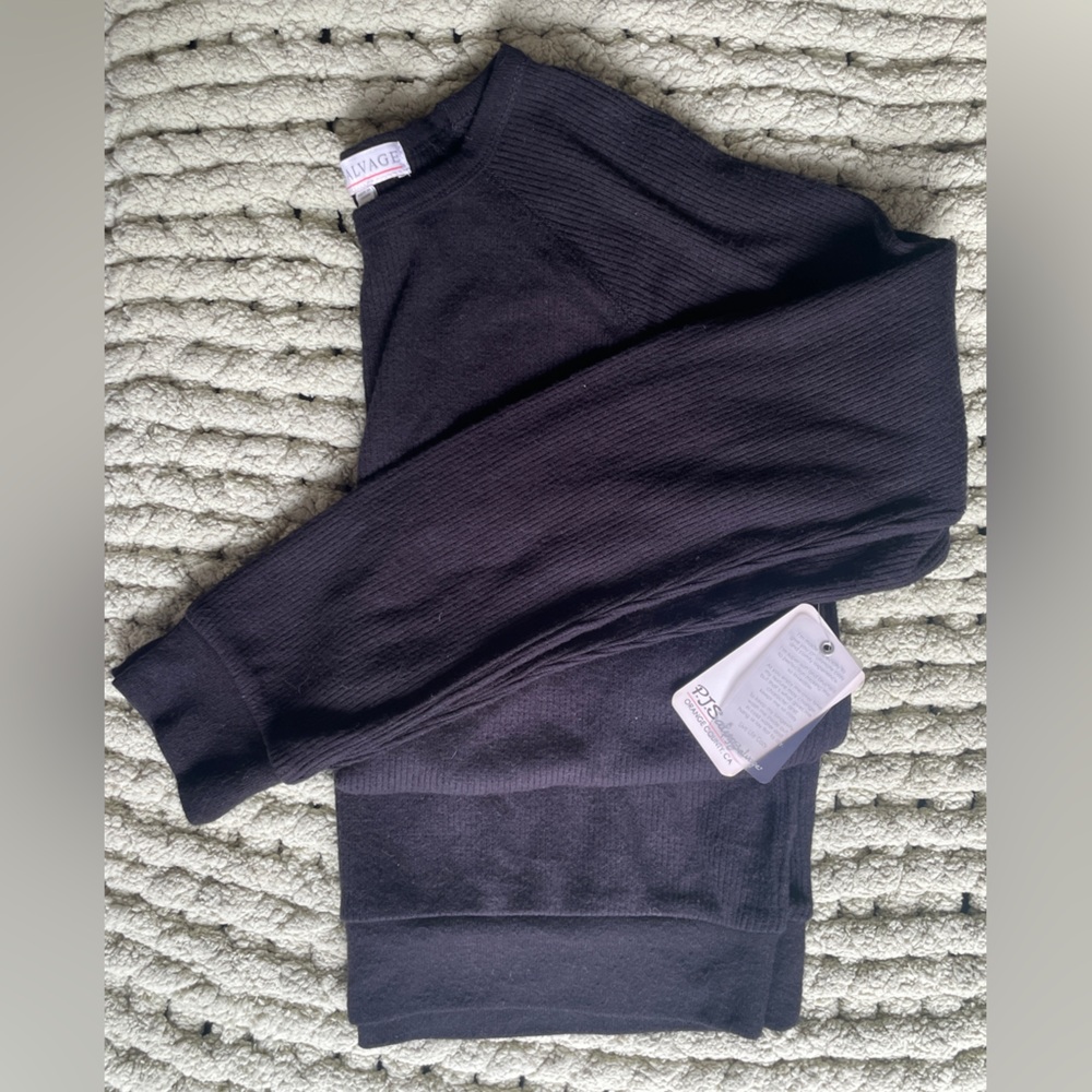 Pj Salvage black textured essentials long-sleeve pajama top, women’s size small